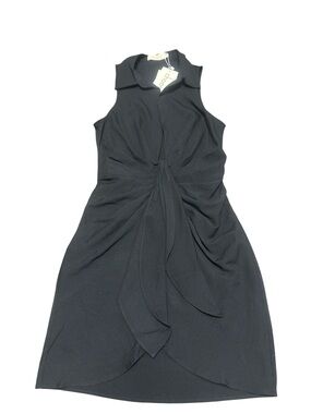 Sleeveless Black Knot-Front Blouse Dress